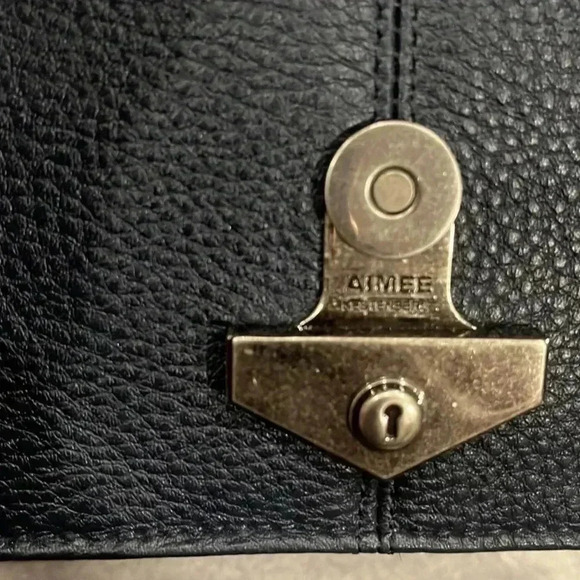 Aimee Kestenberg Blue Pebble Leather Suede Crossbody Handbag magnet closure - Picture 8 of 15